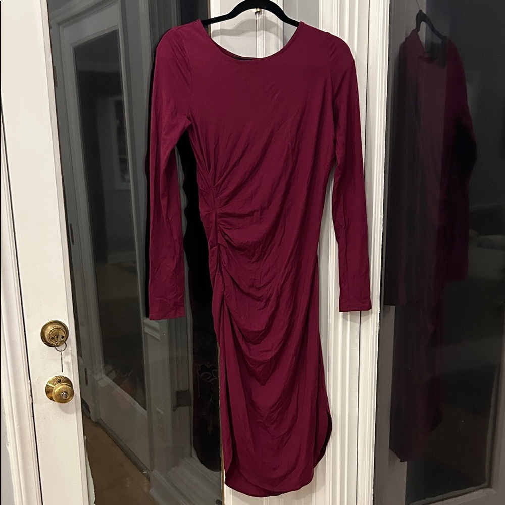 VENUS Burgundy Long Sleeve Dress